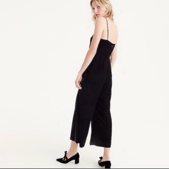 J. Crew Jumpsuit Velvet Black Cropped Wide Leg  Size 12 - Picture 2 of 8